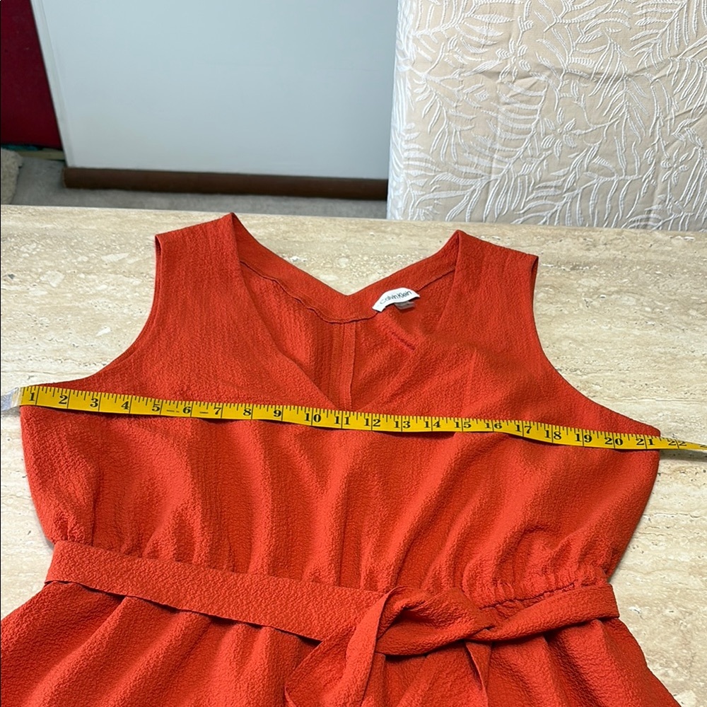 NWOT Calvin Klein Collection Orange Ruched Ruffled Mini Dress - Picture 5 of 14